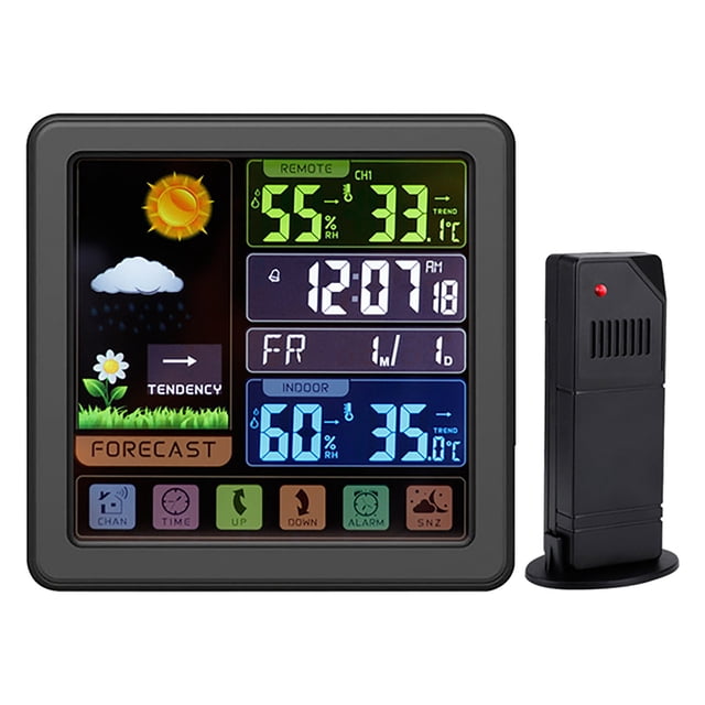 Agiferg 6.1 Inch Color Display Thermometer Hygrometer With Sensor, 24-hour Clock