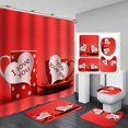 thumbnail image 1 of Valentine‘s Day 3D Digital Printing Shower Curtain 4-piece Set With Good Waterproof Effect (100% Polyester Fabric), 1 of 12