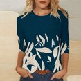thumbnail image 2 of CEHVOM T-shirt de Mode pour Femme Mi-Long à Manches 3/4 Blouse à Col Rond Hauts Décontractés Liquidation, 2 of 5