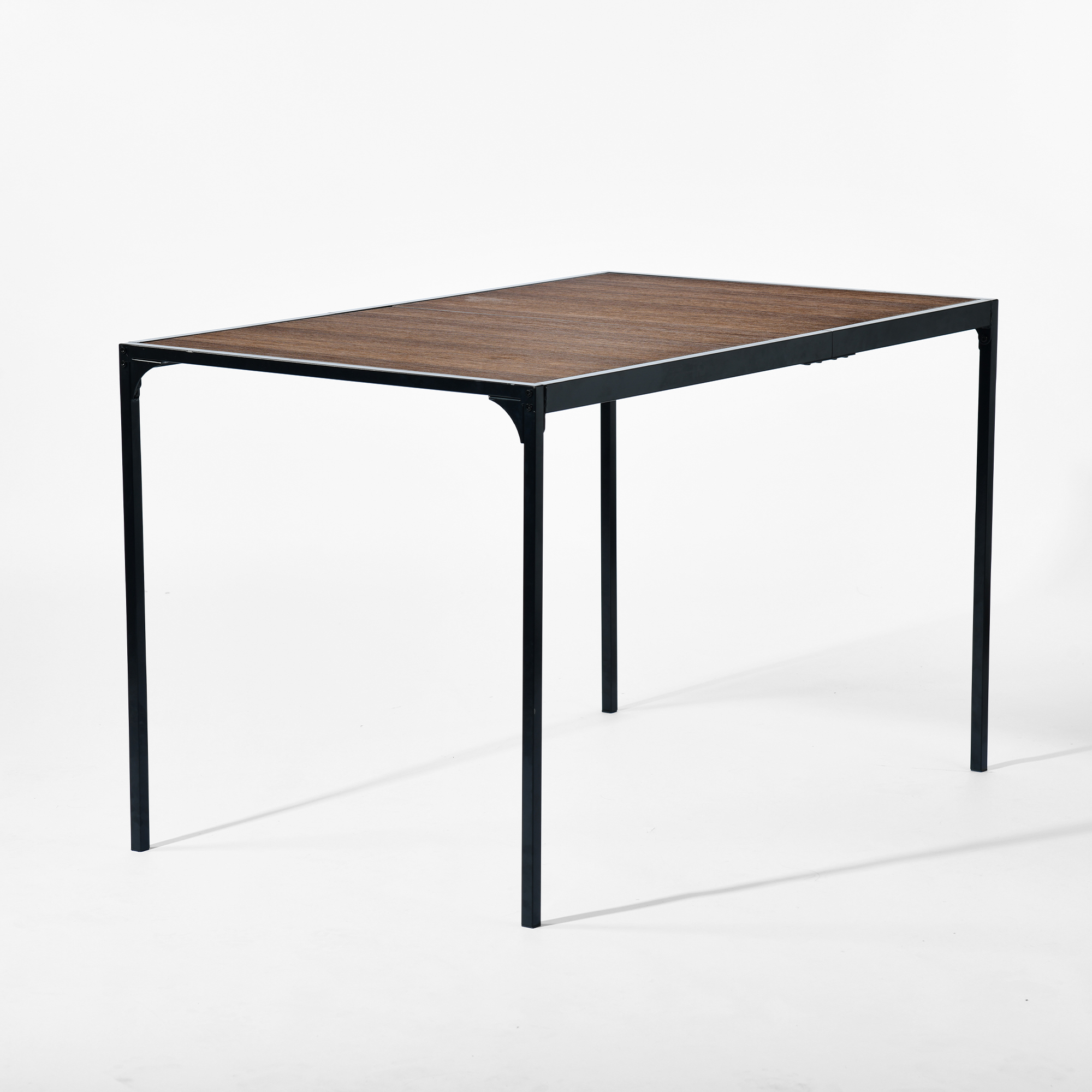 Homy Casa Table à manger rectangulaire industrielle de 47,2 po pour 4, plateau effet bois 3D espresso, cadre en métal noir
