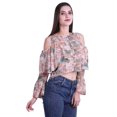 thumbnail image 3 of Moomaya Cold Shoulder Tops Shirts For Women Button Down Long Ruffle Sleeve Top, 3 of 4