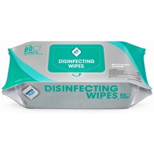 WipesPlus 80 Count Lemon Scent Alcohol Free Single Use Disinfecting Wipes