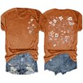 thumbnail image 1 of Aqestyerly T-Shirt Blouse à Manches Courtes Imprimé à Col Rond Décontracté d'Été pour Femme, Haut Aéré de Tous les Jours avec Imprimé Stylé HWRETIE, 1 of 6