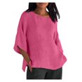 thumbnail image 2 of Blouses, Hauts et T-Shirts pour Femmes Grande Taille en Liquidation Femmes Dames Manches Raccourcies Col Rond Coton Chemise Ample Blouse, 2 of 7