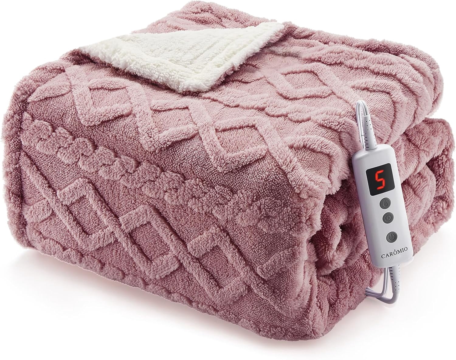 50x60 Heated Throw Blanket with Thick Tufted Cable Pattern,10 Heat Levels&10Timer Settings,Electric Throw with Intelligent Temperature Control,Machine Washable,Fast Heating，Pink