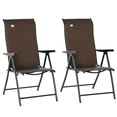 thumbnail image 1 of Outsunny Set of 2 Outdoor Wicker Folding Chairs with Adjustable Backrest, 1 of 10