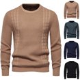 thumbnail image 1 of UVEASISHA Chandail à Col Ras du Cou pour Homme en Tricot Gaufré Extensible Coupe Ajustée Chandail Hauts Automne Hiver Confortable Chaud Chandails à Enfiler 2025 Décontracté Chandail Tricoté Liquidation Ventes Aujourd'hui Bleu Marine TG, 1 of 7