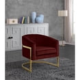 thumbnail image 2 of Meridian Furniture Carter Burgundy Velvet Accent Chair with Gold Base, 2 of 5