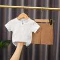 thumbnail image 1 of Boys Summer Outfit Set Soft Linen Blend Short Sleeve Tee and Comfortable Shorts, 1 of 3