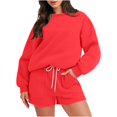 thumbnail image 1 of Bowake Womens 2 Piece Fall Outfits Sweatsuits Oversized Pullover Sweatsuit and Drawstring Shorts Lounge Sets Tracksuit, 1 of 6