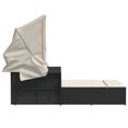 thumbnail image 3 of vidaXL Double Sun Lounger with Canopy and Cushions Black Poly Rattan, 3 of 5