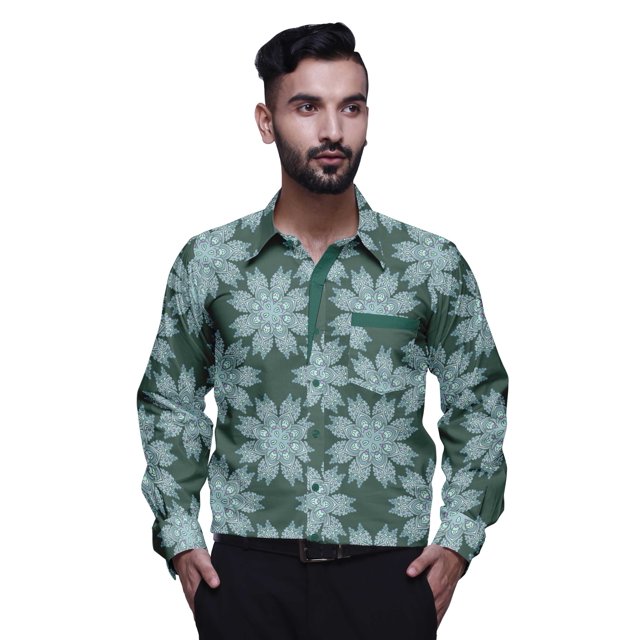 BESTMAN Chemise Décontractée Imprimée pour Hommes Coupe Ajustée à Boutons Manches Longues