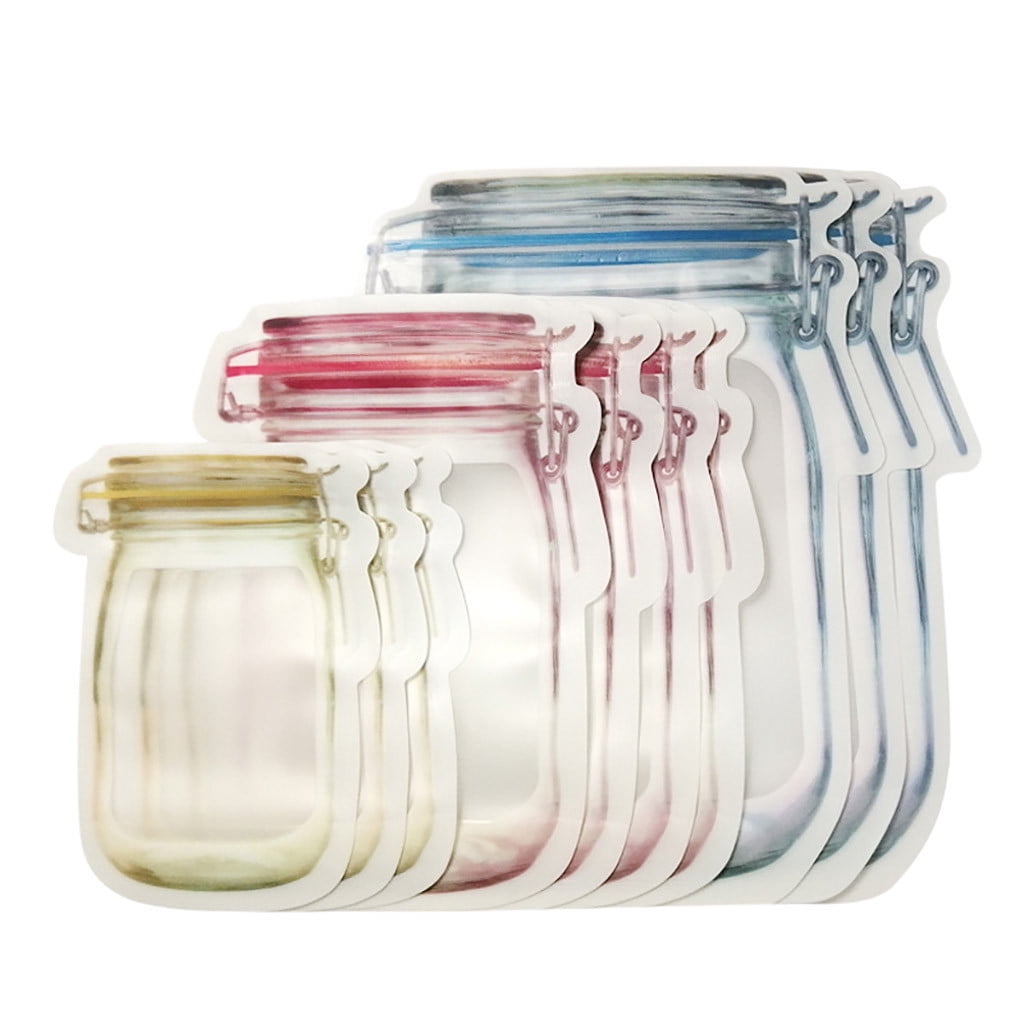 Binwennn 10Pc Preservation Fridge Freezing Food Storage Reusable Jar Bags Fresh Produce Small Containers for Organizing Small Food Containers with Lids Counter Top Organizing Cool Kitchen Stuff Metal