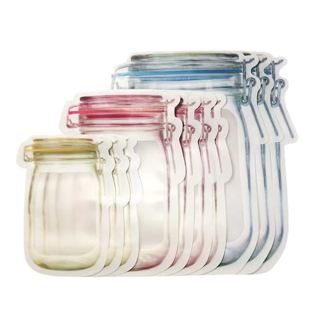 Binwennn 10 Pcs Conservation Réfrigérateur Congélation Conservation des Aliments Sacs de Pots Réutilisables Produits Frais Petits Contenants pour Organiser Petits Contenants Alimentaires avec Couvercles Organisation de Comptoir Articles de Cuisine Cool Métal