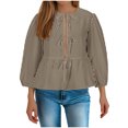 thumbnail image 1 of Birdeem Blouse pour Femmes Chemisier à Manches Longues Rayé Régulier Décontracté à Cordon avec Haut à Manches Bouffantes, 1 of 1