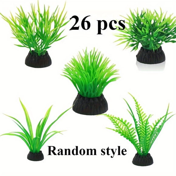 CNKOO 26pcs Random Style Artificial Aquatic Plants Maintenance-Free Aquarium Decorations for Beginners Create a Lively Underwater World and Provide Comfortable Habitat for Fish and Shri