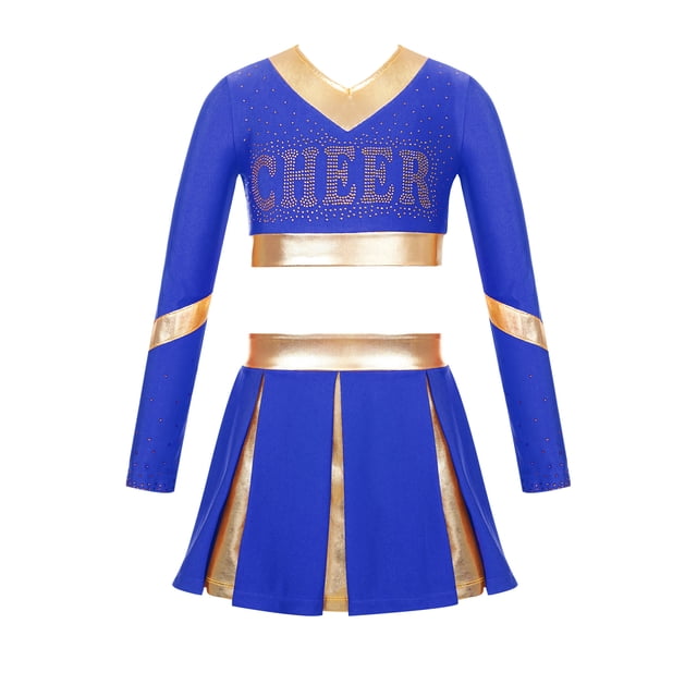 Aislor Uniforme de Cheerleading pour Filles Enfants Tenues de Cheer Patchwork Métallique Costume de Compétition Performance A03 6