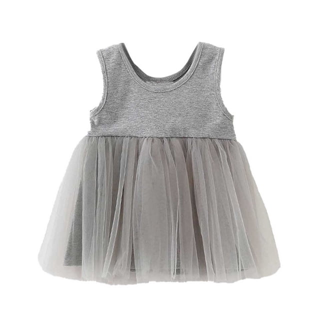 DuoJiaJ Robe en Maille Sans Manches pour Tout-Petites Filles, Robe de Fête, Robe de Danse, Robes de Princesse, Taille 18-24 Mois