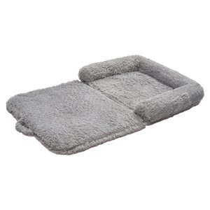 KFFKFF Lit de chien humain, 71.26 x 43.70 x 9.45 inch Orthopédie Mémoire Mousse Lit de chien humain, Lits pour animaux humains avec poche latérale, poignée & Zipper, Gris foncé