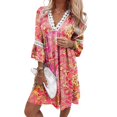 thumbnail image 1 of Robe Maxi Basique pour Femmes, Ample, en Dentelle Rem, Robe Décontractée à Manches Mi-Longues, Tenue de Vacances, 1 of 8