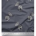 thumbnail image 1 of Soimoi Grey Poly Georgette Fabric Floral & Insect Print Fabric by Yard 42 Inch Wide, 1 of 3