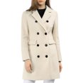 thumbnail image 1 of INSPIRE CHIC Women's Notched Lapel Collar Double Breasted Mid Length Overcoat, 1 of 7