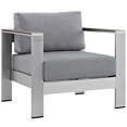 thumbnail image 3 of Modway Shore 4-Piece Aluminum Outdoor Patio Furniture Set in Silver Gray, 3 of 4