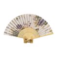 thumbnail image 4 of YAOMOBB Elegant Folding Fan Double Sided Flower Pattern Bamboo Catwalks Lightweight Hand Held Party Props, 4 of 7