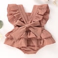 thumbnail image 3 of Toddler Baby Girl Solid Backless Bodysuit Jumpsuit Outfit Sunsuit, 3 of 6