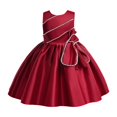 thumbnail image 1 of WEAIXIMIUNG Robes pour Préadolescentes Formelles Asymétriques Robes pour Tout-Petites Sans Manches Couleur Unie Nœud Volants Robe de Fête Robe de Soirée Robe de Mariage, 1 of 8