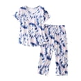 thumbnail image 1 of Yoodem Pyjamas pour Femmes Ensembles de Pj pour Femme Été Col Rond Ensemble Pyjamas Manches Courtes Pantalon Long Ensemble de Pyjama, 1 of 3
