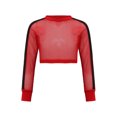 thumbnail image 3 of Manyakai Hauts Classiques de Ballet à Manches Longues en Résille pour Filles Jeunes Filles Manches Longues Col Rond Sport Danse Crop Top Rouge 10, 3 of 7