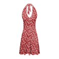 thumbnail image 5 of Women Summer Sleeveless Neck Women Long Dress Spring Boho Floral with Lady Summer Dress Pocket Elastic Waist Ruffle Sundresses for Women Casual Summer Midi Length Mini Dresses, 5 of 5
