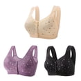thumbnail image 1 of Bigersell Womens Front Closure Bras 3pcs Sport Bra Style R-52 Breathable Soft Cup Bras Pack R-52-khaki, 1 of 6