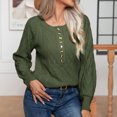thumbnail image 2 of Timegard Chandails pour Femmes Col Rond à Boutons Manches Longues Coupe Ajustée Tricot Chandail Vêtements d'Automne Hiver, 2 of 6