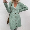 thumbnail image 3 of FAIWAD Cable Knit Long Cardigan for Women Long Sleeve Open Front Button Sweaters Coat with Pockets, 3 of 5