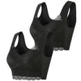 thumbnail image 1 of Timegard 2pc Plus Size Bras for Women No Underwire Flower Lace Back Smoothing Full-Support Everyday Bra, 1 of 6