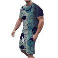 thumbnail image 1 of Pantalons Courts pour Hommes T-Shirt Col Rond Décontracté Imprimé 3D Blouse à Manches Courtes et Ensemble de Pantalons, 1 of 5