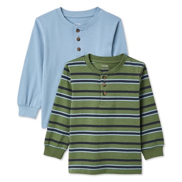 Lot de 2 t-shirts à col henley et manches longues George pour petits garçons