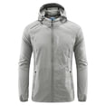 thumbnail image 1 of TIMIFIS Mens Jacket Waterproof with Hooded Hiking Coat Lightweight Windbreaker Zip Jacket Sun Protection Work Coat Windbreaker for Hiking Travel-GrayFall, 1 of 3