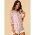thumbnail image 4 of INSPIRE CHIC Blouse Fluide en Mousseline à Volants à Manches 3/4 à Imprimé Floral pour Femme, 4 of 6