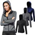 thumbnail image 4 of Women Full-zip Hooded Jackets Sport Hoodie Raglan Long Sleeves Pockets Workout Running Exercise Gym Track, 4 of 8