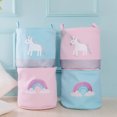 thumbnail image 3 of Printed Laundry Baskets Folding Cartoon Pattern Linen Fabric Laundry Organizing Basket(Pink Unicorn), 3 of 8