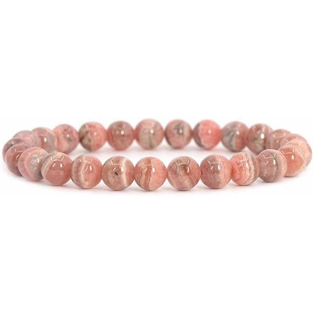 Natural Argentina Rhodochrosite Gemstone 8mm Round Beads Stretch Bracelet 7" Unisex