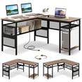 thumbnail image 1 of Patiojoy L Shaped Desk with Charging Station 55" Reversible Corner Computer Desk with Mesh Storage Shelves CPU Stand 2 Person Gaming Desk, 1 of 10