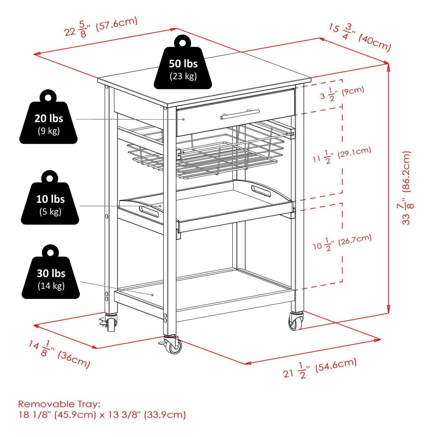 20322 Julia Kitchen Cart