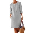 thumbnail image 1 of MesaSe Cotton Linen Basic Maxi Dress Boho Style Ladies Crew Neck Half Sleeve Daily Suit, 1 of 7