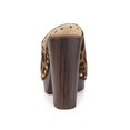 thumbnail image 2 of BLISSFUL STEP Women's Shoes Platform Chunky Heels Open Toe Rivet Faux Suede Slides Sandals Leopard 7, 2 of 7