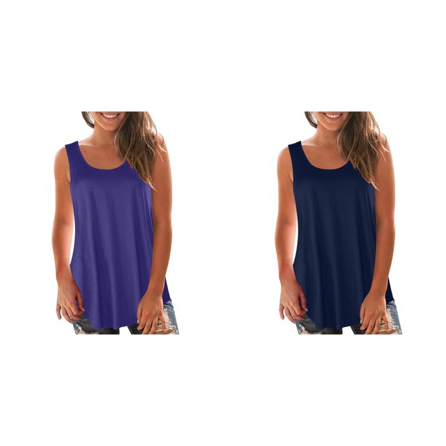 (Lot de 2) Kcodviy Hauts Décontractés d'Été Amples pour Femmes Coupe Ample Sans Manches Col Rond Camisole Hauts Actifs pour Femmes Débardeur Chemise Tunique Blouse 2 Hauts Cami