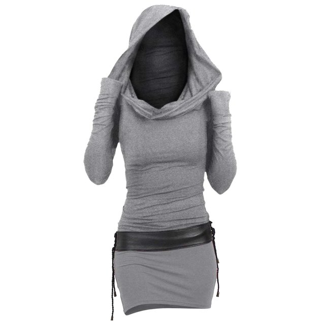 Gspmoly Robes pour Femmes Grande Taille, Sweat à Capuche à Manches Longues Patchwork avec Œillets Vintage Punk Gothique Robe de Soirée pour Femmes Offres